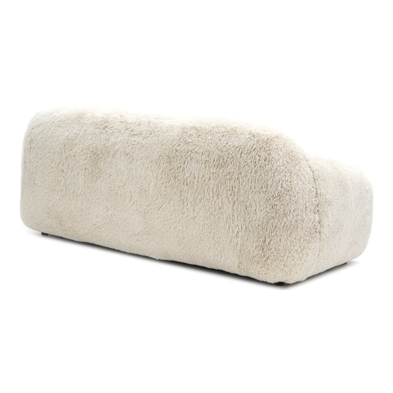 Furniture of America Grizzly Fabric Long-Pile Shaggy Plush Sofa in Beige