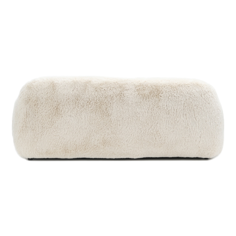 Furniture of America Grizzly Fabric Long-Pile Shaggy Plush Sofa in Beige