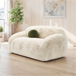 Furniture of America Grizzly Fabric Long-Pile Shaggy Plush Sofa in Beige