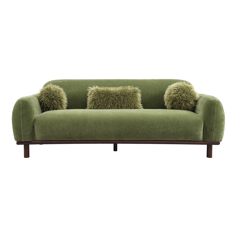 Furniture of America Ramos Chenille Bench-Style Seating Sofa in Green