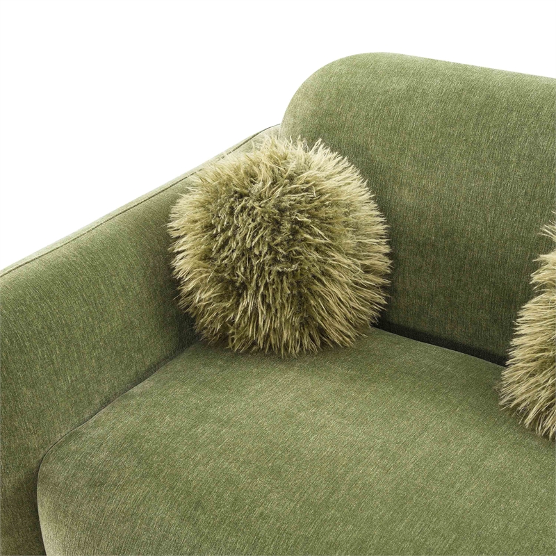 Furniture of America Ramos Chenille Bench-Style Seating Sofa in Green