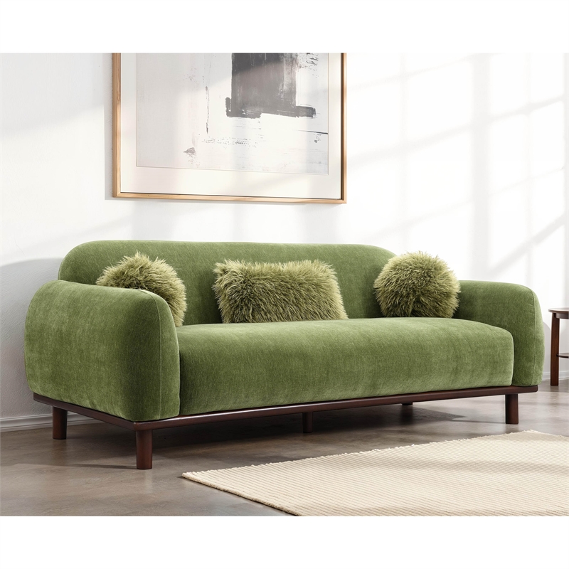 Furniture of America Ramos Chenille Bench-Style Seating Sofa in Green