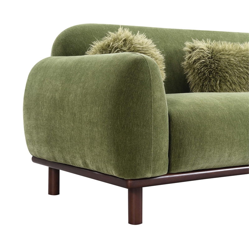 Furniture of America Ramos Chenille Bench-Style Seating Sofa in Green