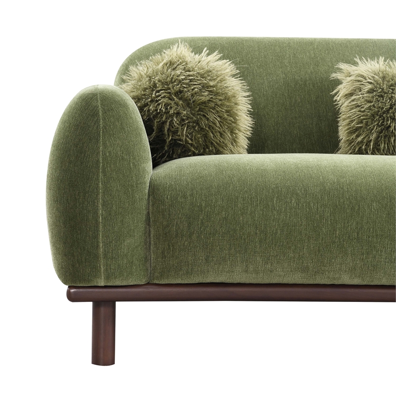 Furniture of America Ramos Chenille Bench-Style Seating Sofa in Green