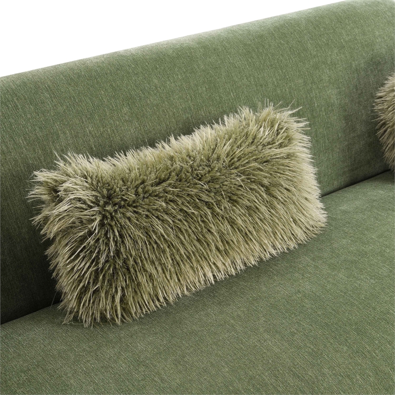 Furniture of America Ramos Chenille Bench-Style Seating Sofa in Green