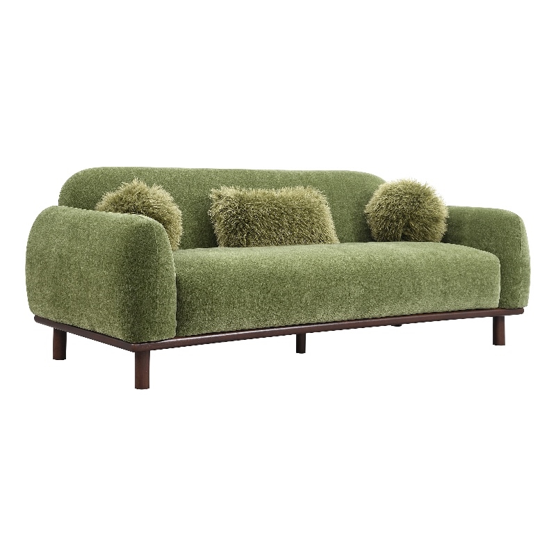 Furniture of America Ramos Chenille Bench-Style Seating Sofa in Green