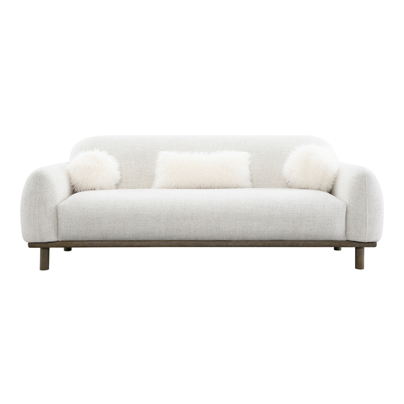 Furniture of America Ramos Chenille Bench-Style Seating Sofa in Beige