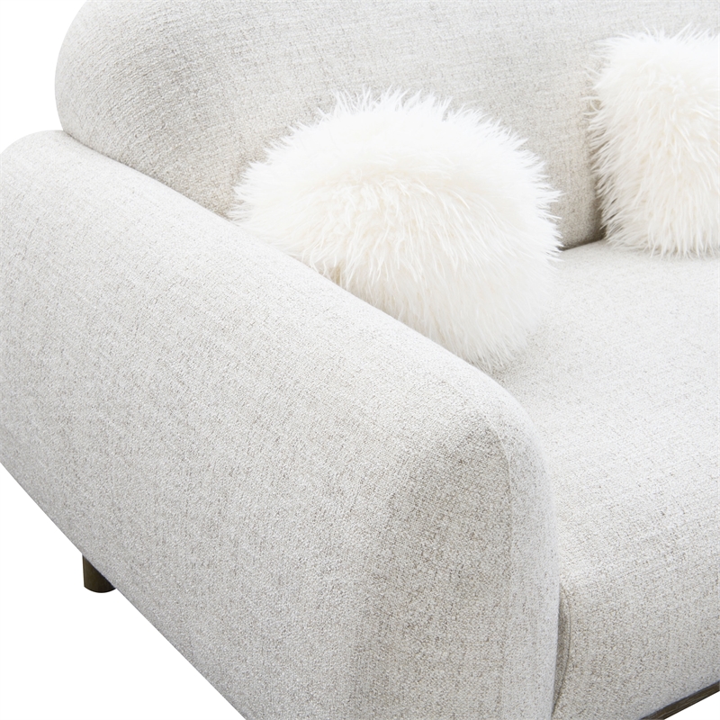 Furniture of America Ramos Chenille Bench-Style Seating Sofa in Beige