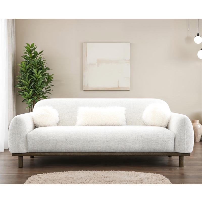 Furniture of America Ramos Chenille Bench-Style Seating Sofa in Beige