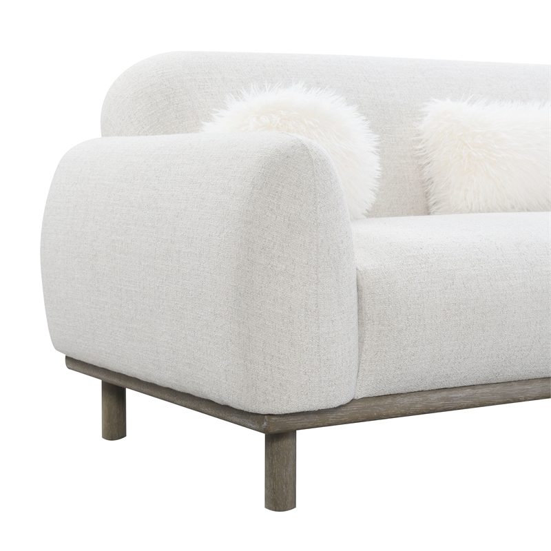 Furniture of America Ramos Chenille Bench-Style Seating Sofa in Beige