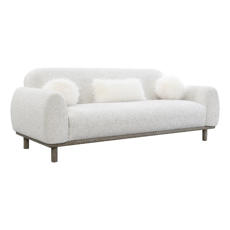 Furniture of America Ramos Chenille Bench-Style Seating Sofa in Beige