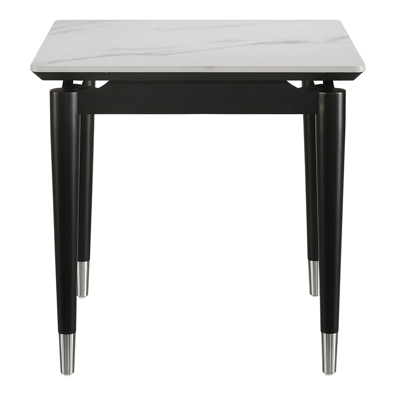 Furniture of America Miranda Sintered Stone Top and Wood End Table in Black