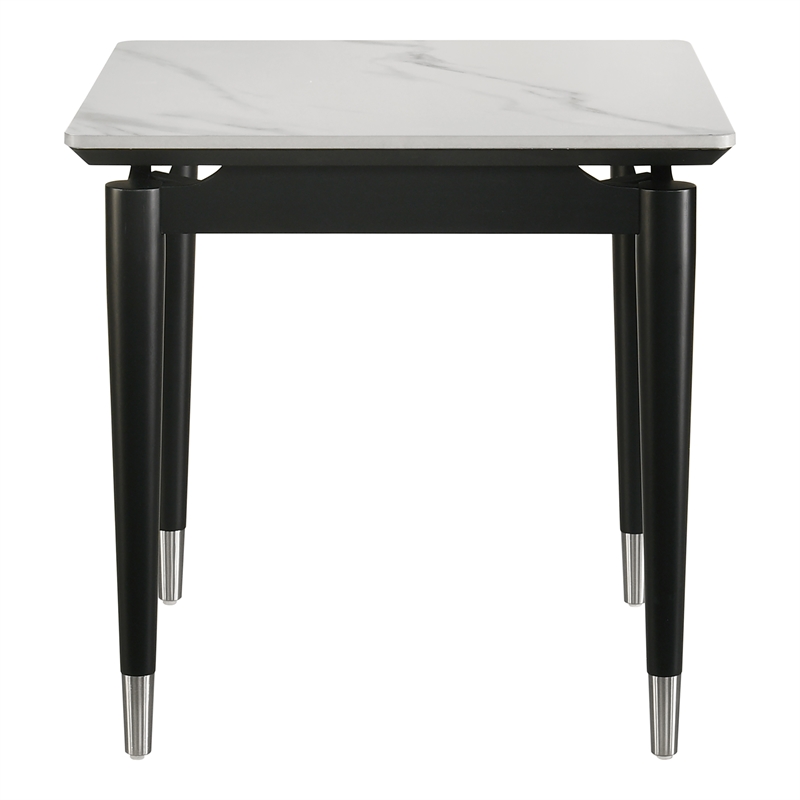 Furniture of America Miranda Sintered Stone Top and Wood End Table in Black