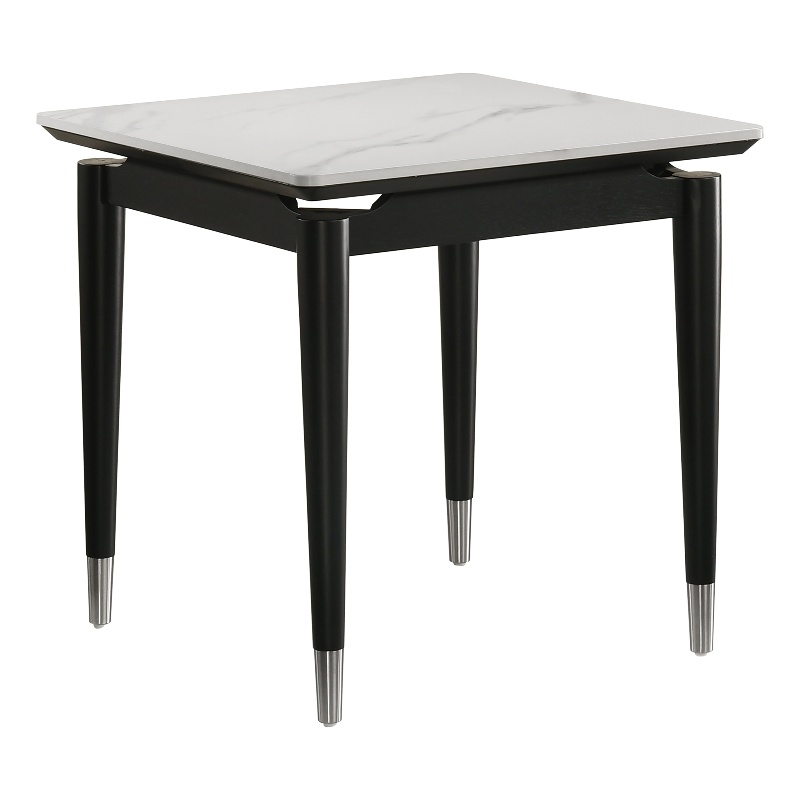 Furniture of America Miranda Sintered Stone Top and Wood End Table in Black