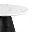 Furniture of America Coraly Faux Marble Top and Wood Round Coffee Table in Black