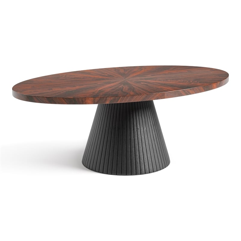 Furniture of America Mingle High-Gloss Wood Top Oval Coffee Table in Black