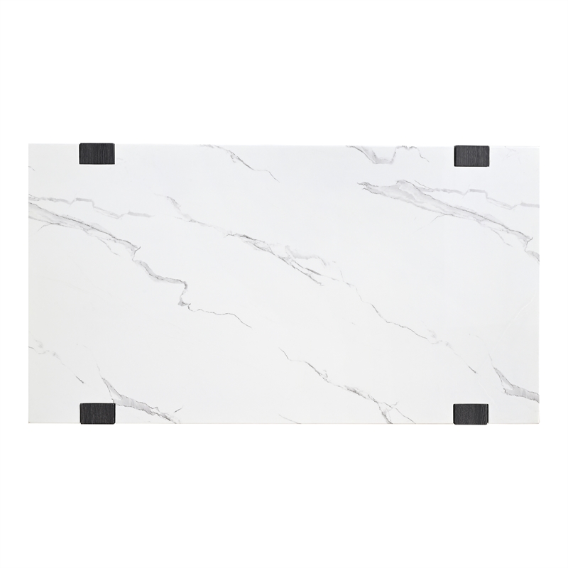 Furniture of America Coren Wood and Faux Marble Top Coffee Table in Black