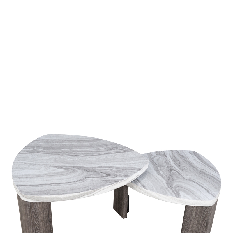 Furniture of America Toralle Solid Wood Nesting Tables with Casters in Gray