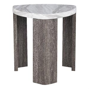 Furniture of America Toralle Solid Wood Triangle End Table with Casters in Gray