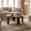 Furniture of America Mirena Wood and Faux Marble Top Round Coffee Table in Black