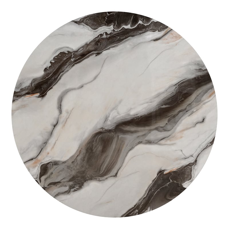 Furniture of America Mirena Wood and Faux Marble Top Round End Table in Black