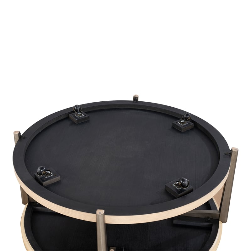 Furniture of America Onos Solid Wood Storage Coffee Table with Casters in Brown