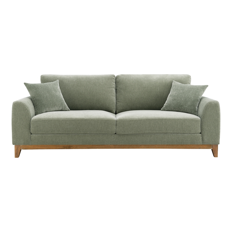 Furniture of America Naria Chenille Soft Track Arm Sofa in Green