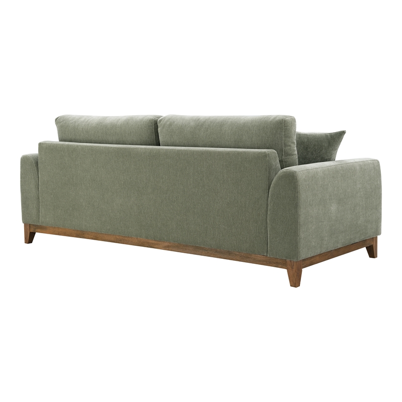 Furniture of America Naria Chenille Soft Track Arm Sofa in Green