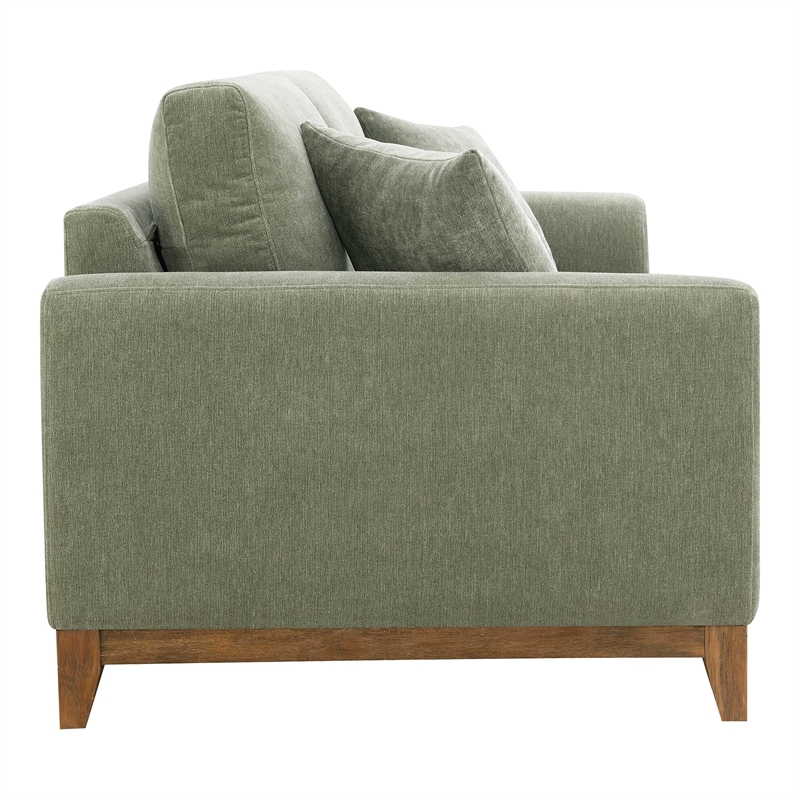 Furniture of America Naria Chenille Soft Track Arm Sofa in Green