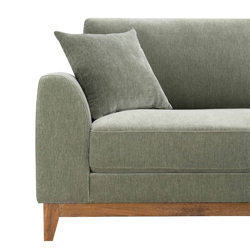 Furniture of America Naria Chenille Soft Track Arm Sofa in Green