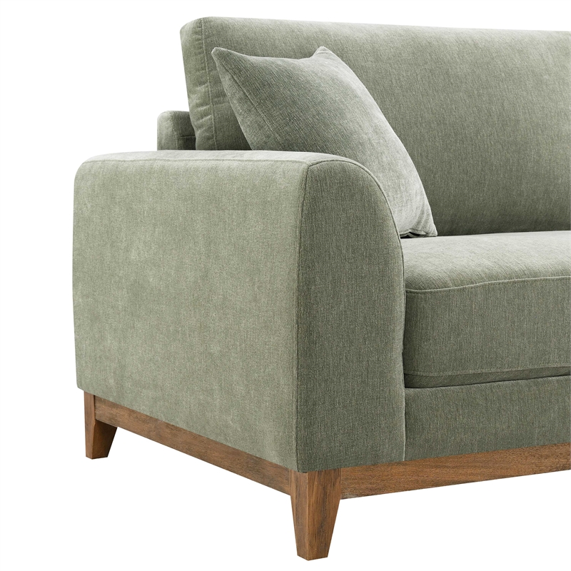 Furniture of America Naria Chenille Soft Track Arm Sofa in Green