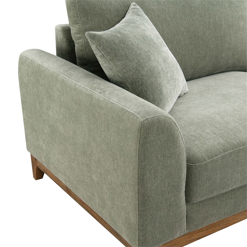 Furniture of America Naria Chenille Soft Track Arm Sofa in Green