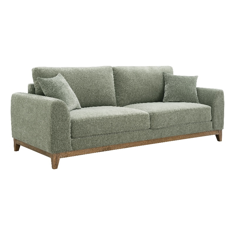 Furniture of America Naria Chenille Soft Track Arm Sofa in Green