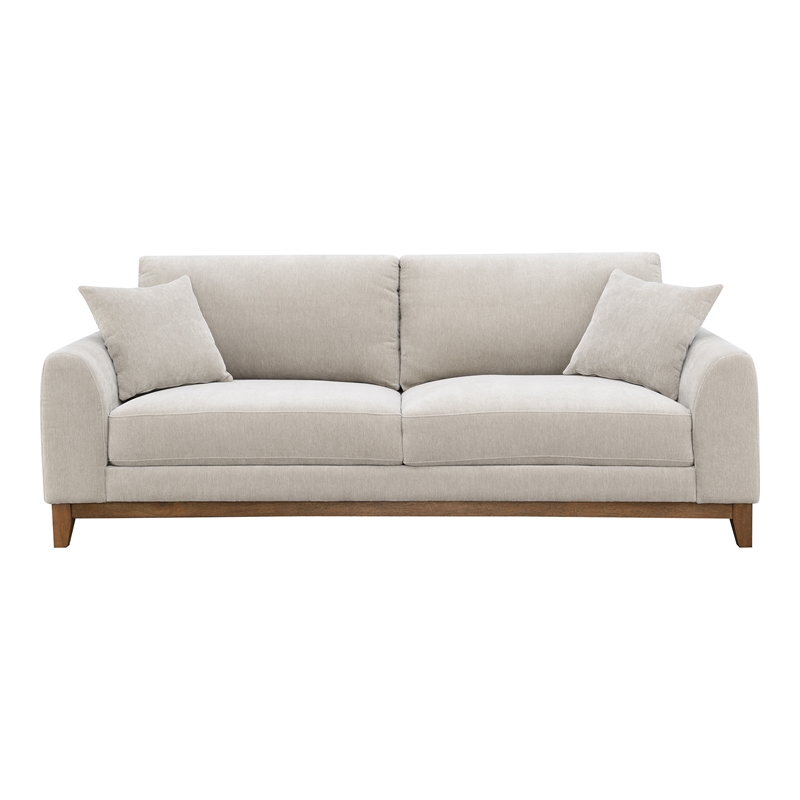 Furniture of America Naria Chenille Soft Track Arm Sofa in Light Gray