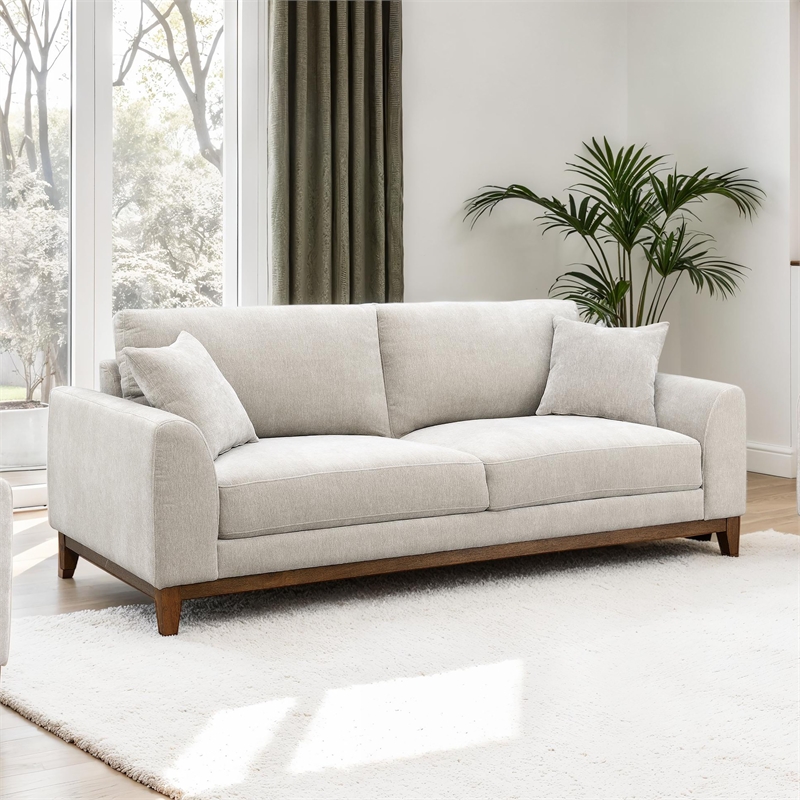 Furniture of America Naria Chenille Soft Track Arm Sofa in Light Gray