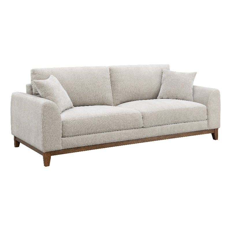Furniture of America Naria Chenille Soft Track Arm Sofa in Light Gray