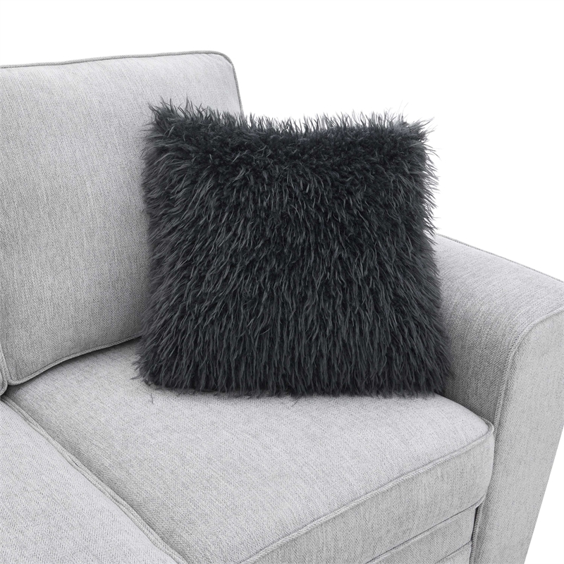 Furniture of America Emeria Chenille Soft Tapered Arm Sofa in Light Gray