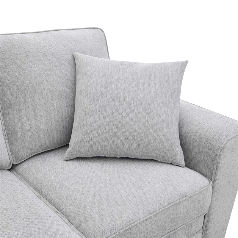 Furniture of America Emeria Chenille Soft Tapered Arm Sofa in Light Gray