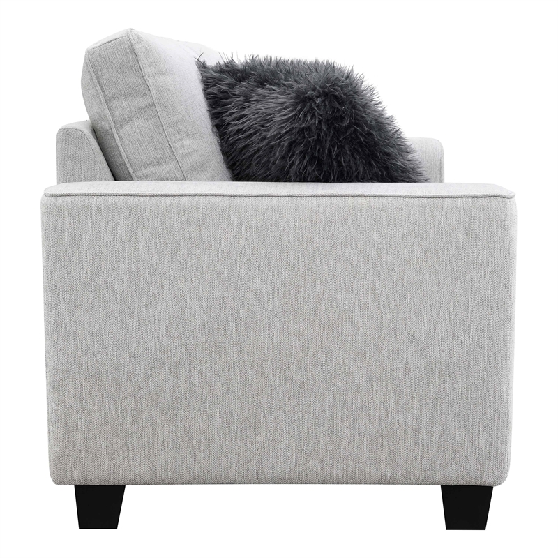 Furniture of America Emeria Chenille Soft Tapered Arm Sofa in Light Gray