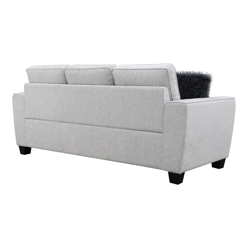 Furniture of America Emeria Chenille Soft Tapered Arm Sofa in Light Gray
