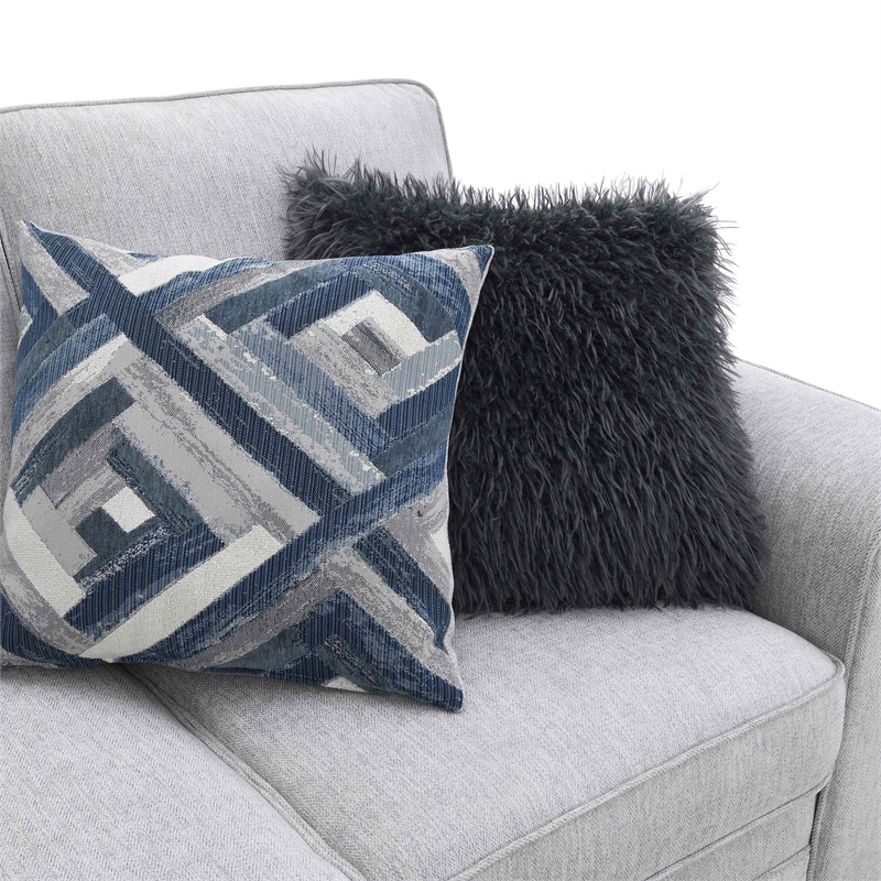 Furniture of America Emeria Chenille Soft Tapered Arm Sofa in Light Gray