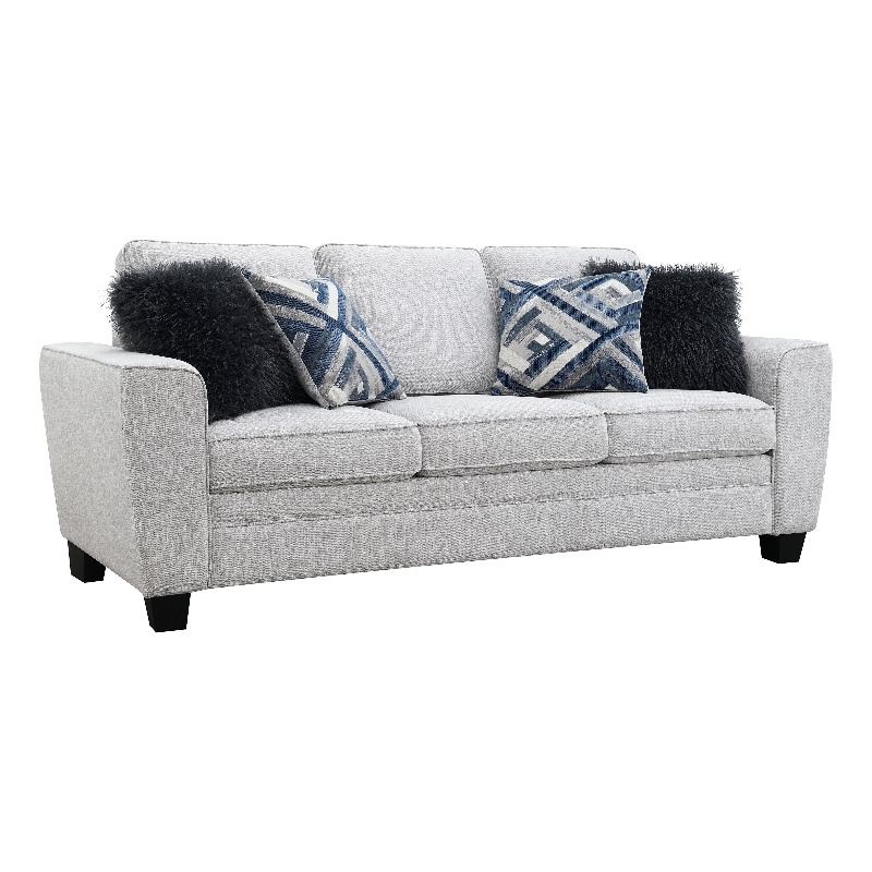Furniture of America Emeria Chenille Soft Tapered Arm Sofa in Light Gray