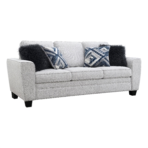 Furniture of America Emeria Chenille Soft Tapered Arm Sofa in Light Gray