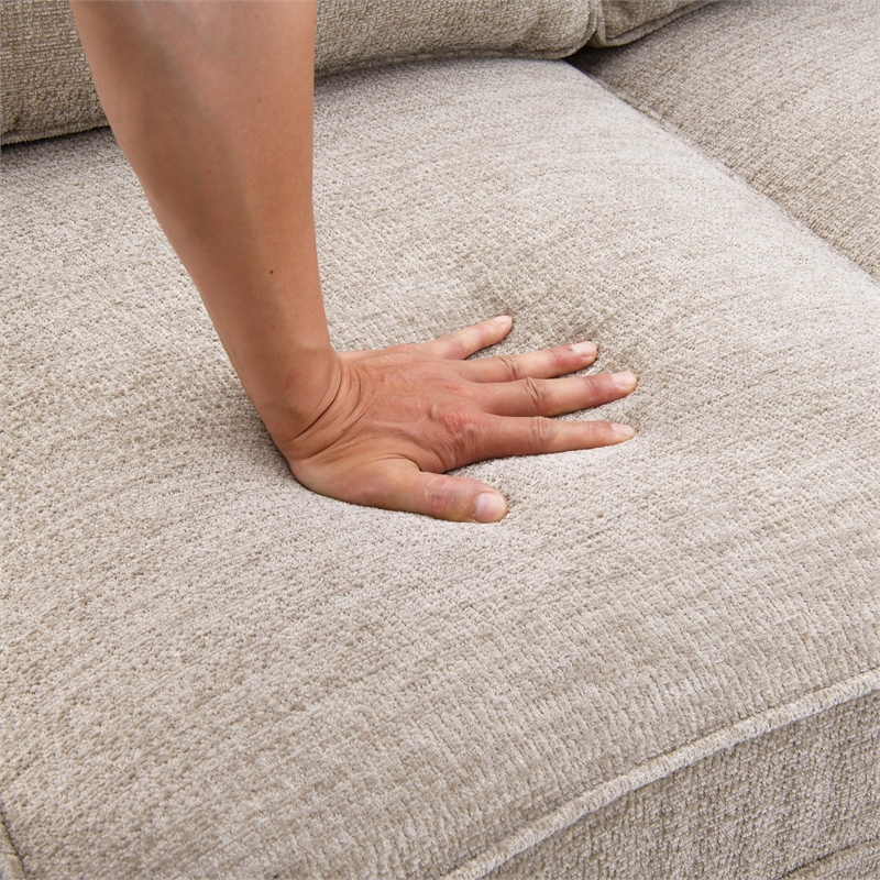 Furniture of America Emeria Chenille Soft Tapered Arm Sofa in Taupe