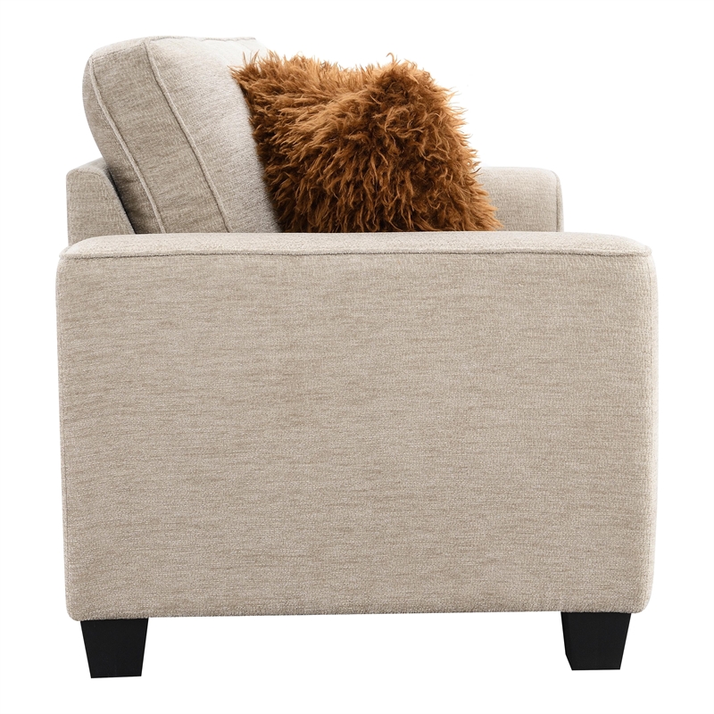 Furniture of America Emeria Chenille Soft Tapered Arm Sofa in Taupe