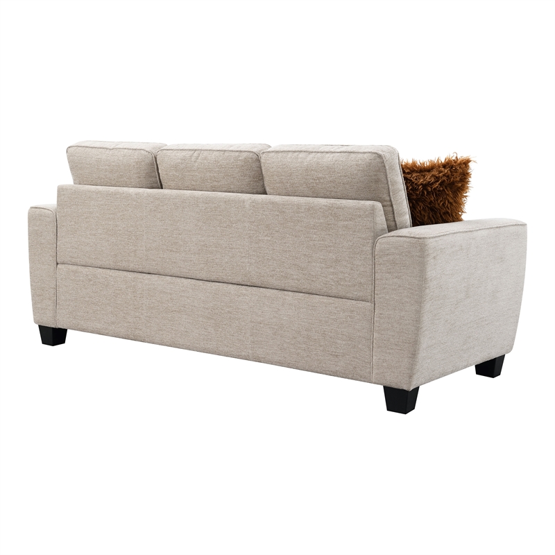 Furniture of America Emeria Chenille Soft Tapered Arm Sofa in Taupe
