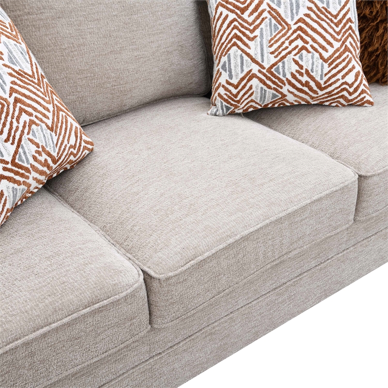 Furniture of America Emeria Chenille Soft Tapered Arm Sofa in Taupe