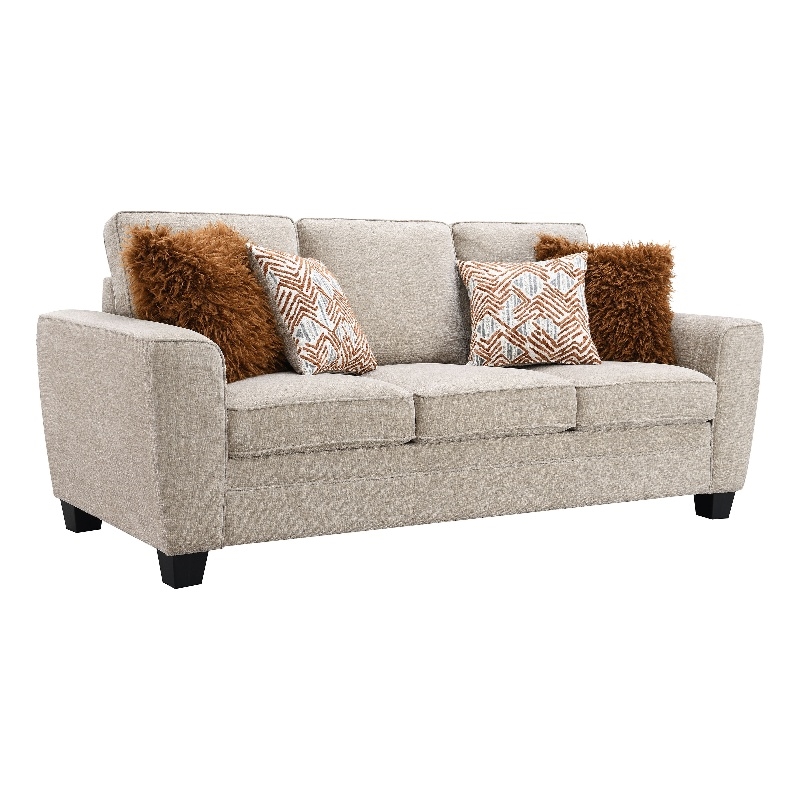 Furniture of America Emeria Chenille Soft Tapered Arm Sofa in Taupe