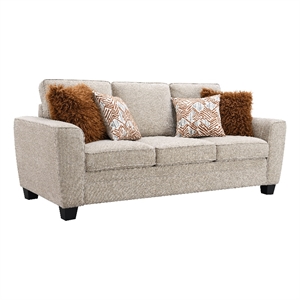 Furniture of America Emeria Chenille Soft Tapered Arm Sofa in Taupe