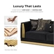 Furniture of America Samison Fabric Zebra Print Gold Trim Sofa in Black